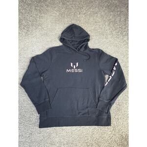 MESSi Collection Hoodie Mens L Black Pullover Hooded Graphic Pockets Lined